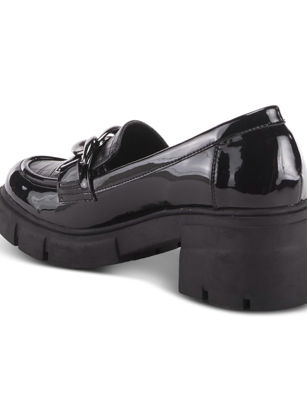 Patrizia Black Croc-Embossed Chain Loafers - Picture 2 of 4